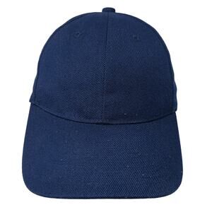 HSD Strapback Baseball Cap Blue One Size Adjustable Vented Holes Blank 6 Panel